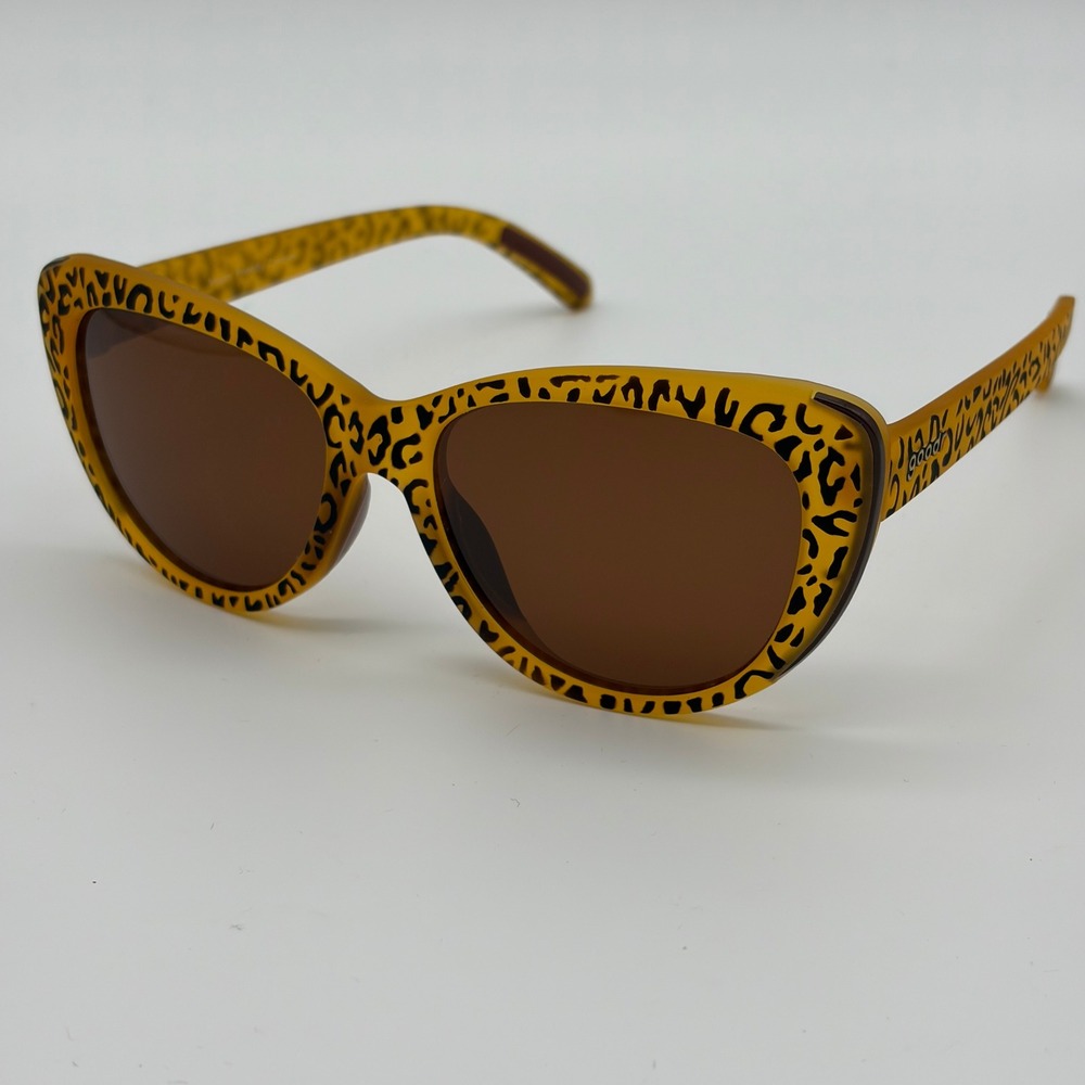 Goodr Runway Sunglasses Its Not A Cheetah Yellow Leopard Print Brown Lens